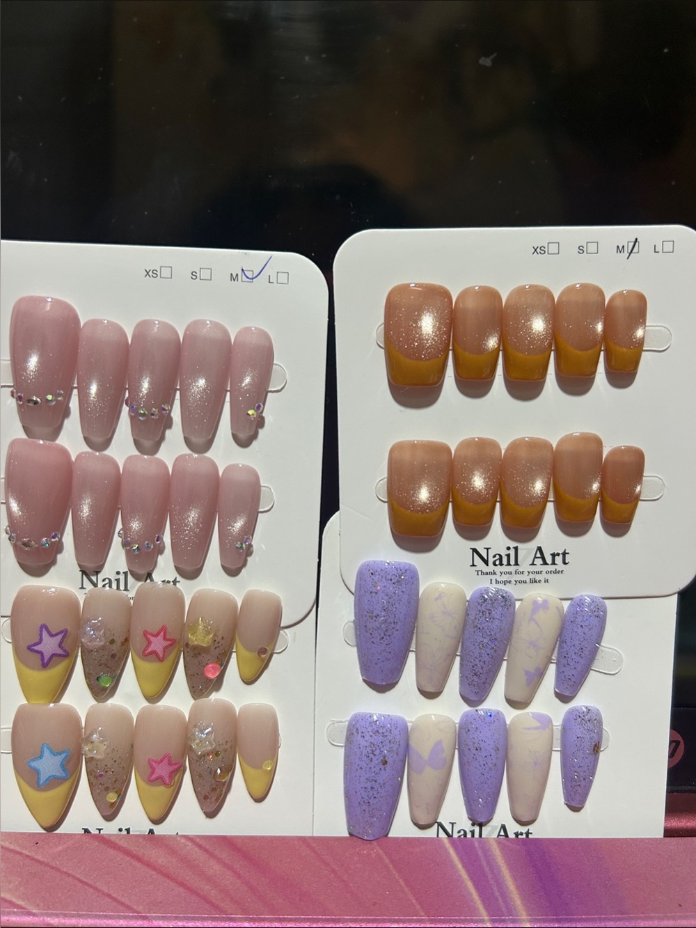 Mix & Match Press-On Nail Sets — Pink, Nude, Yellow, Lavender